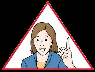 Grafik: Frau in einem roten Warndreieck streckt Zeigefinder in die Höhe