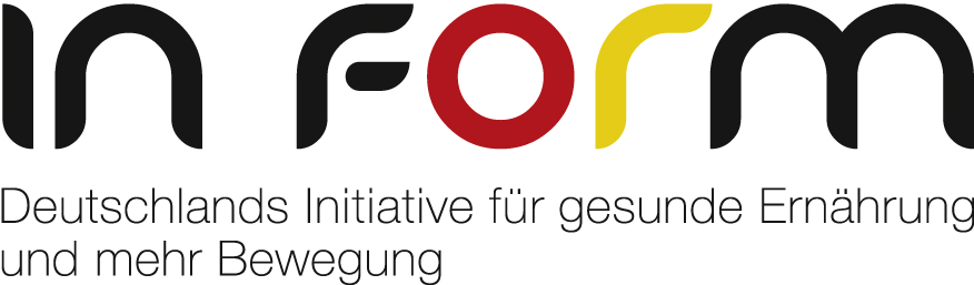 Förderlogo der Aktion IN FORM, Deutschlands Initiative für gesunde Ernährung mehr Bewegung