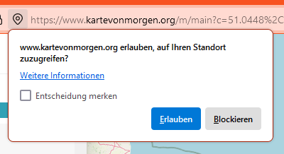 Screenshot einer Browser-Anfrage nach Standortfreigabe